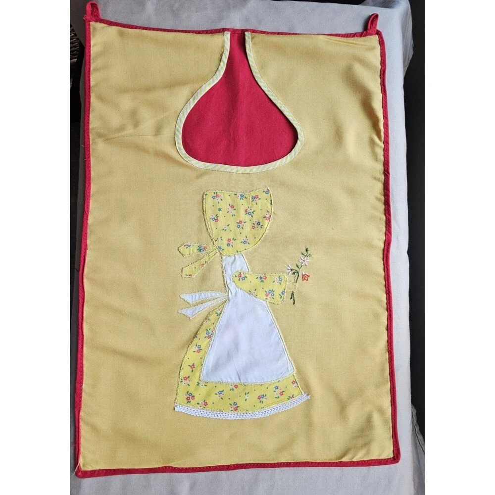Vintage Red And Yellow Sunbonnet Sue Clothespin Bag Handmade